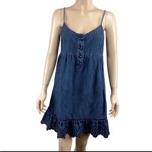 NWT Juicy Couture Vintage Denim Dress – Size 4 – Eyelet Hem & Button Detail